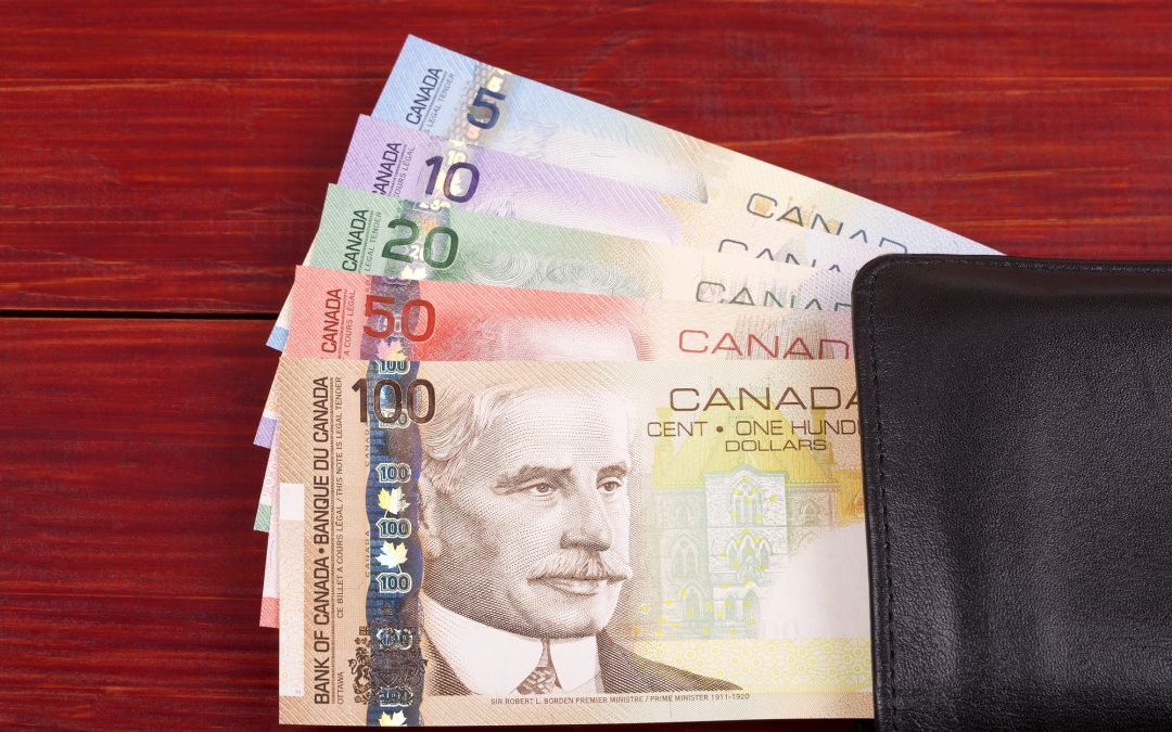 Canadian money in the black wallet